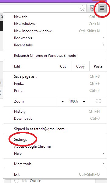 Choosing settings.