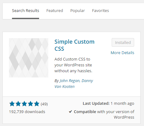 SimpleCustomCSS Plugin Results