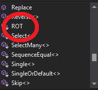 Screenshot of intellisense using ROT