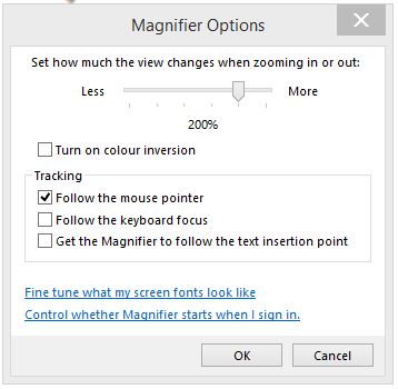 The screen showing how to control whether the zoom follows the mouse.