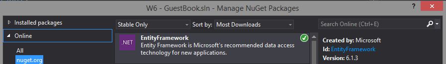 Entity Framework Package