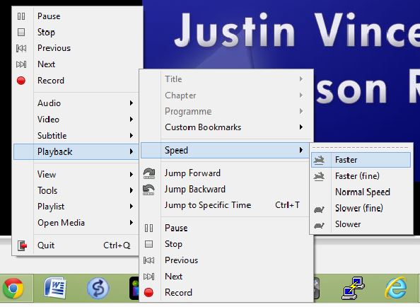 Playback speed control in VLC