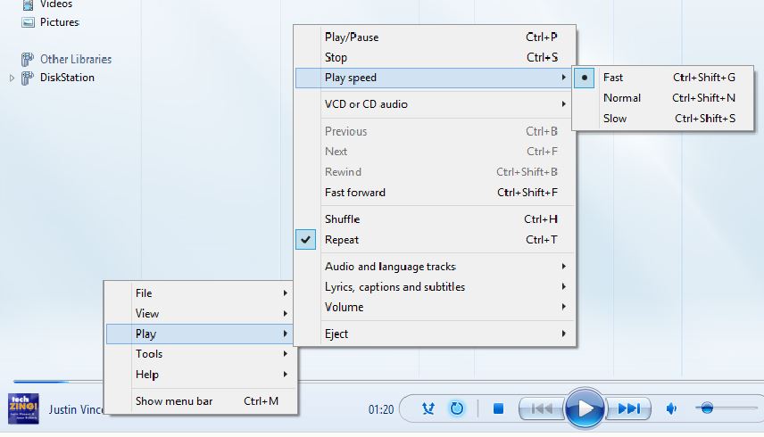 ImagContext menu for playback