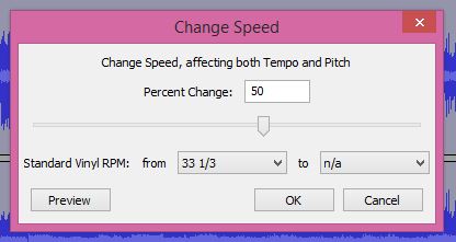 Setting the speed increase