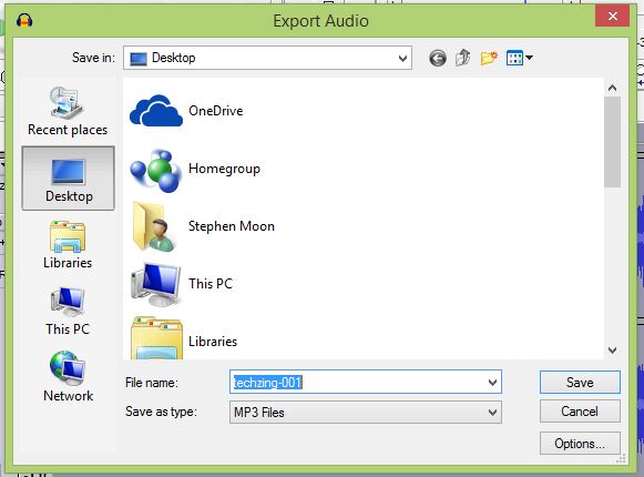 Exporting the audio