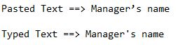 Text pasted into Notepad++ and typed below using the keyboard
