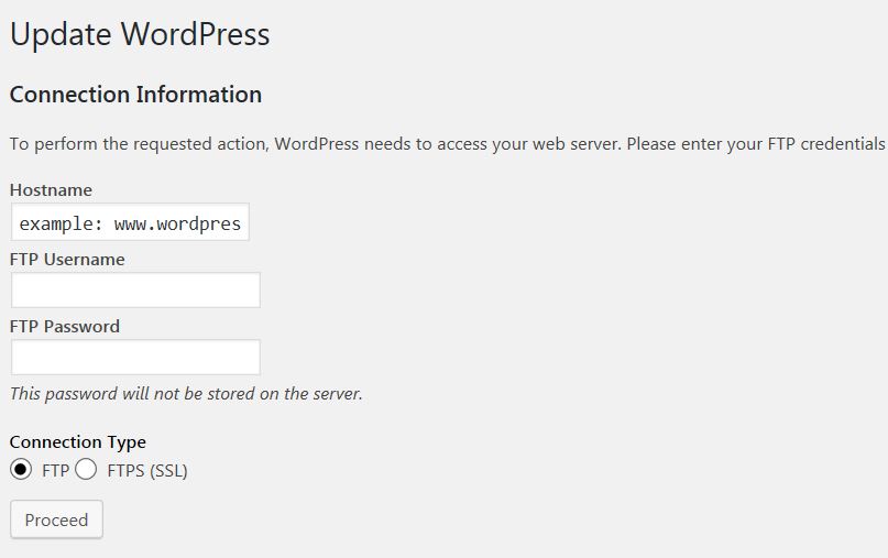 Credentials screen