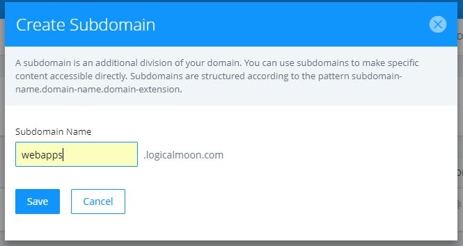Adding the subdomain