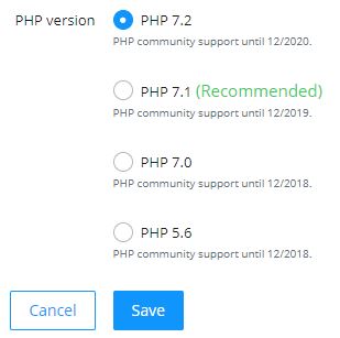Choosing PHP version
