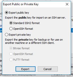 Exporting a public key