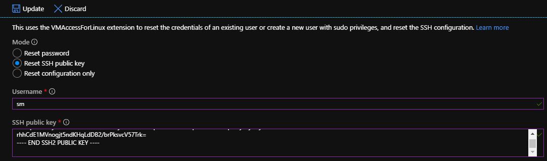 Setting up SSH key in Azure