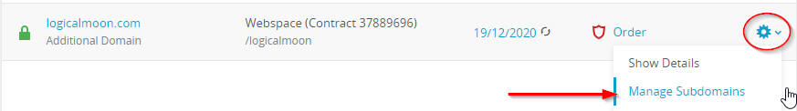 Managing subdomains