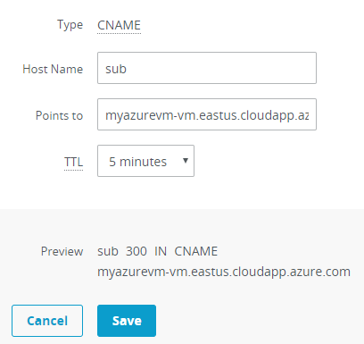 Setting up CNAME record
