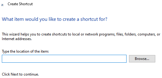 Shortcut dialog