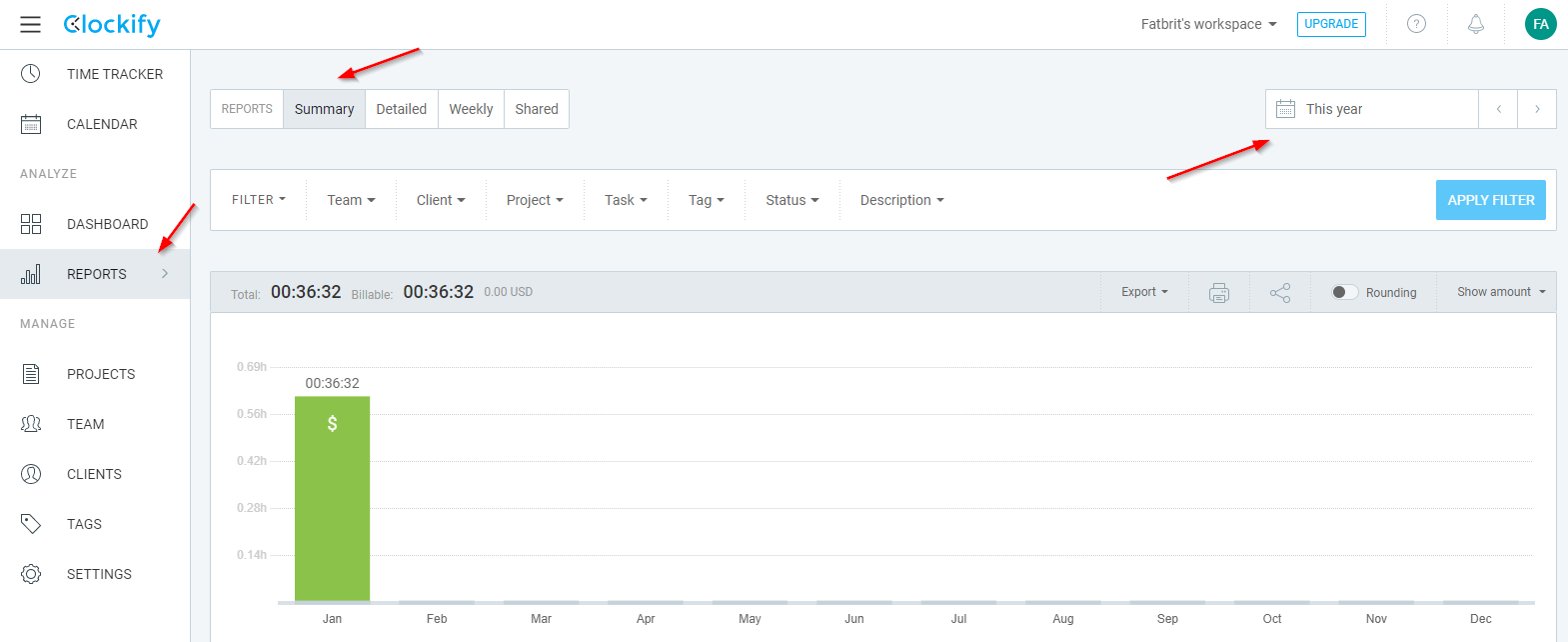 Showing a report