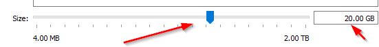 Using the size slider