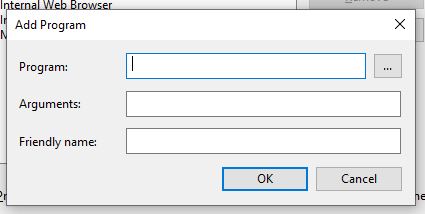 The add program dialog