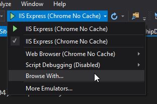 The browser menu