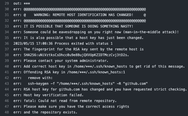 Deployment error screen
